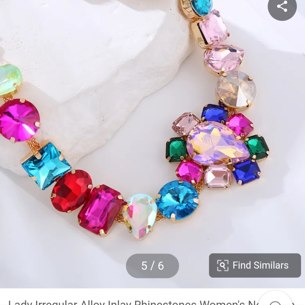 Beautiful Colorful Rhinestone Necklace - Picture 5 of 7
